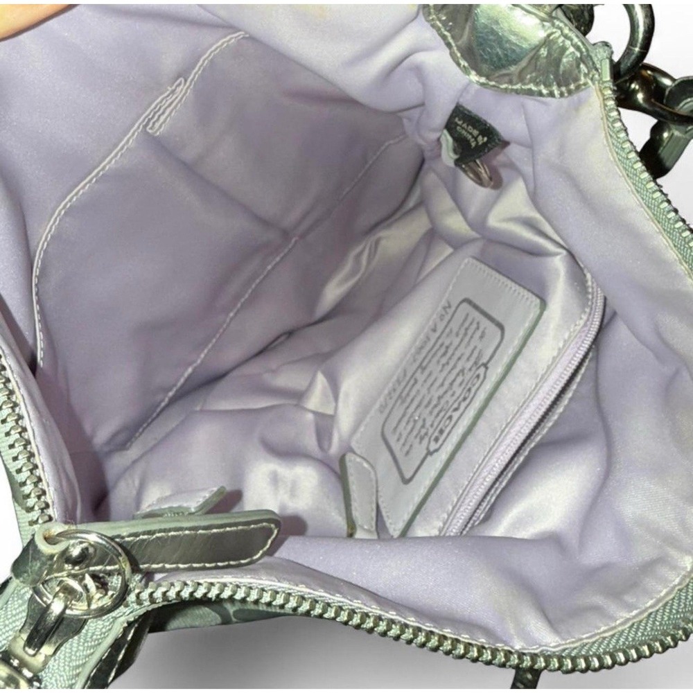 Coach 13278 Silver/Graphite Signature Crossbody/Shoulder Bag Stripe Jacquard - Picture 4 of 6